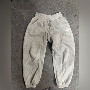 Nike Light Gray Fleece Joggers with Drawstring